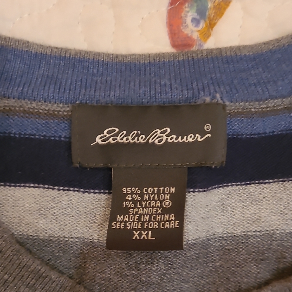 Eddie Bauer Men's Crewneck Sweater - Sz XXL Blue/gray Stripes - Picture 3 of 8